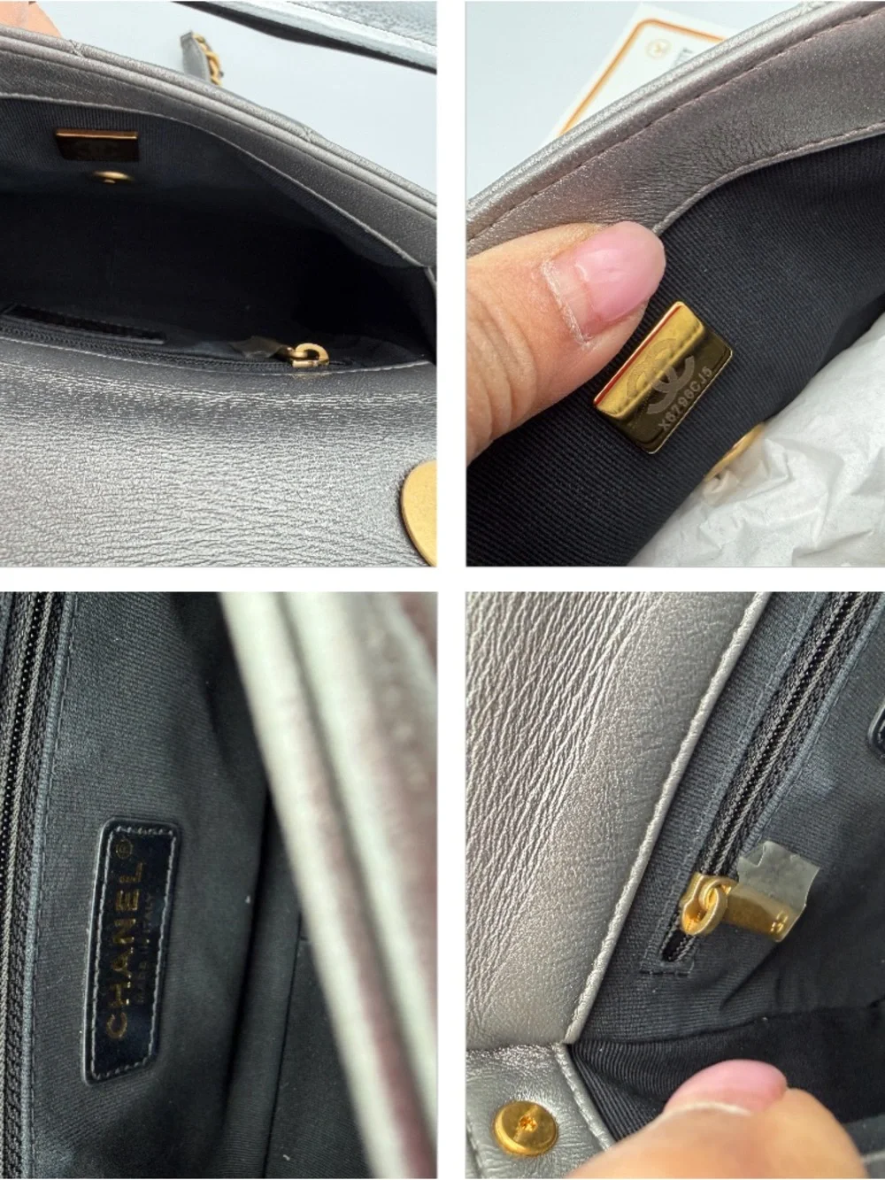 50% Off Retail CHANEL Mini Side Note Flap  W/ Handle Gray Chip 21B (ks2290as) - Picture 9 of 16